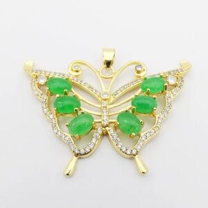 Jade Gold and Green Butterfly Pendant